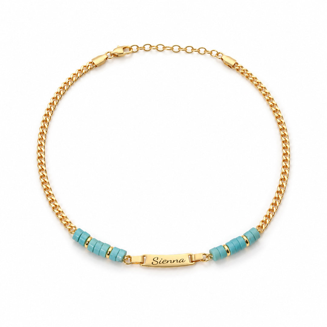 Bracelet personnalisé avec nom de bébé et pierre de naissance 