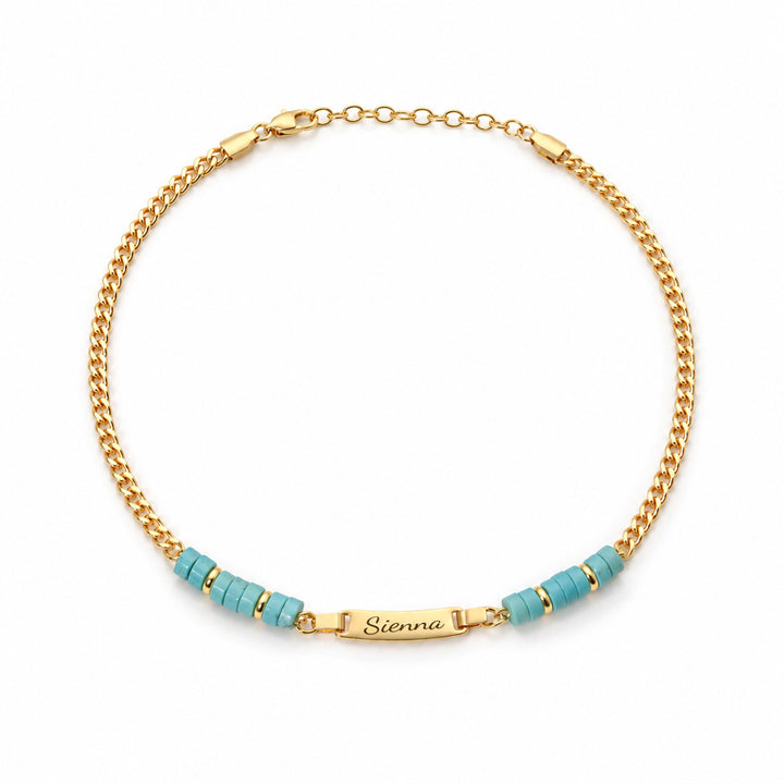 Bracelet personnalisé avec nom de bébé et pierre de naissance 