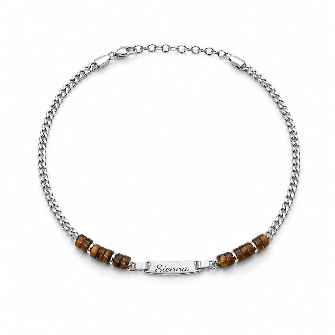 Bracelet personnalisé avec nom de bébé et pierre de naissance 
