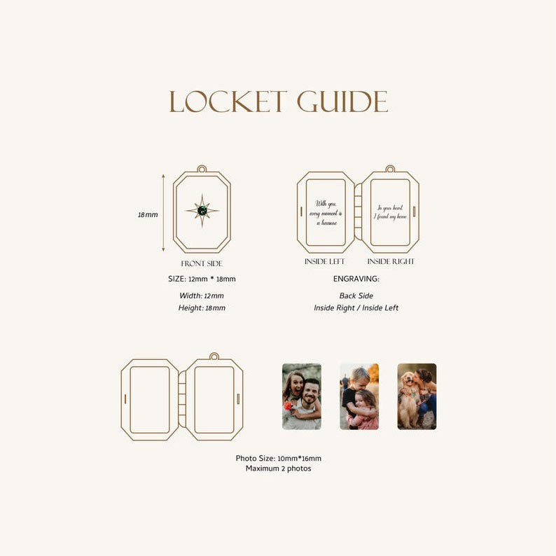 Custom Photo Locket Necklace with Birthstone