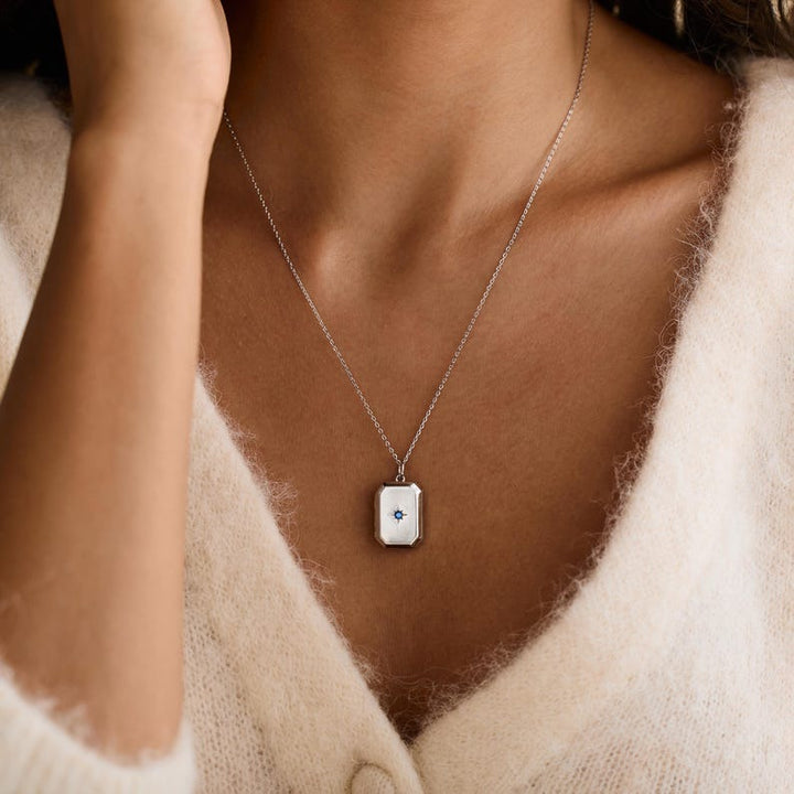 Custom Photo Locket Necklace with Birthstone