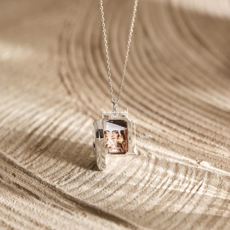 Custom Photo Locket Necklace with Birthstone