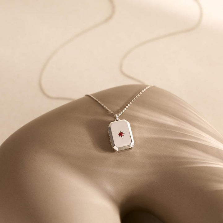 Custom Photo Locket Necklace with Birthstone