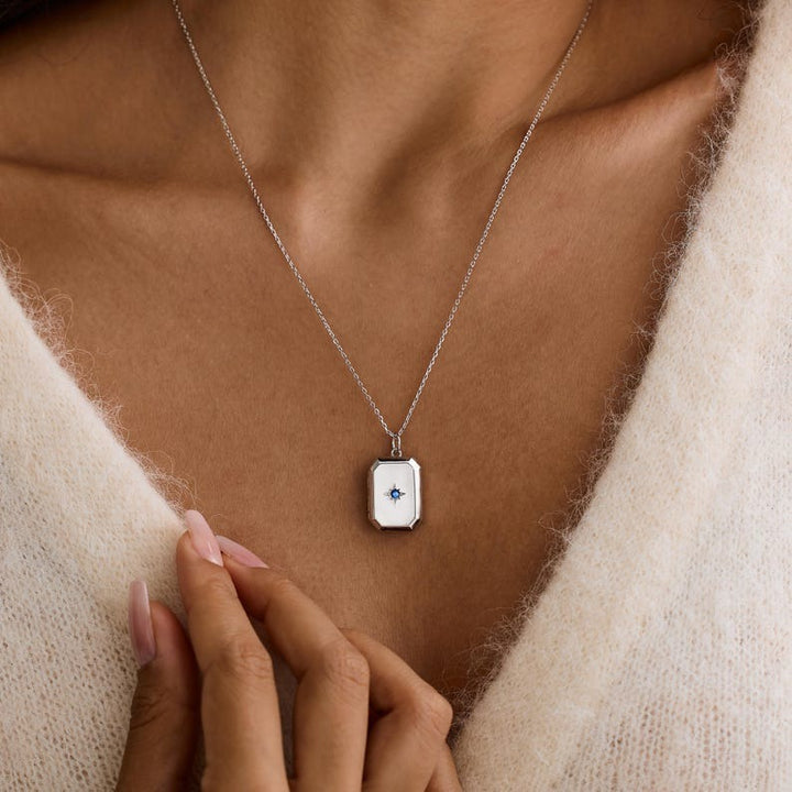 Custom Photo Locket Necklace with Birthstone