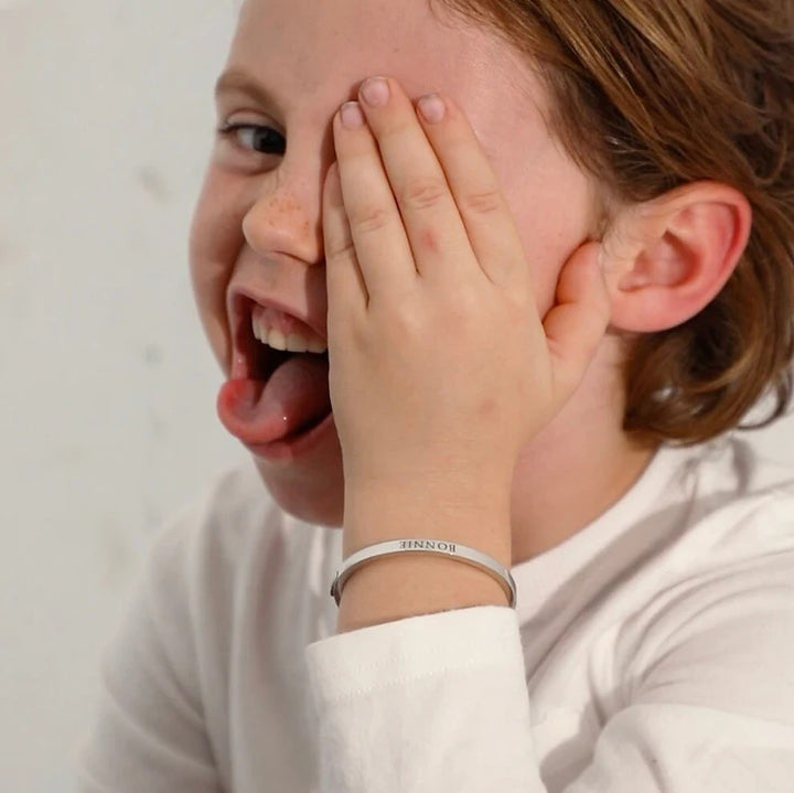 Customizable Child’s Engraved Bangle with Secure Clasp