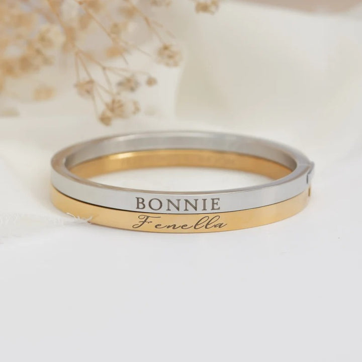 Customizable Child’s Engraved Bangle with Secure Clasp