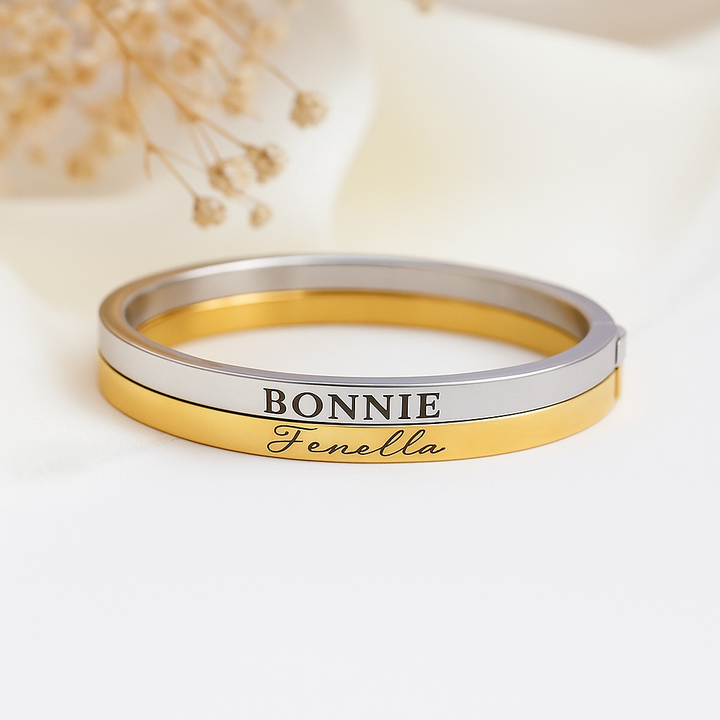Customizable Child’s Engraved Bangle with Secure Clasp