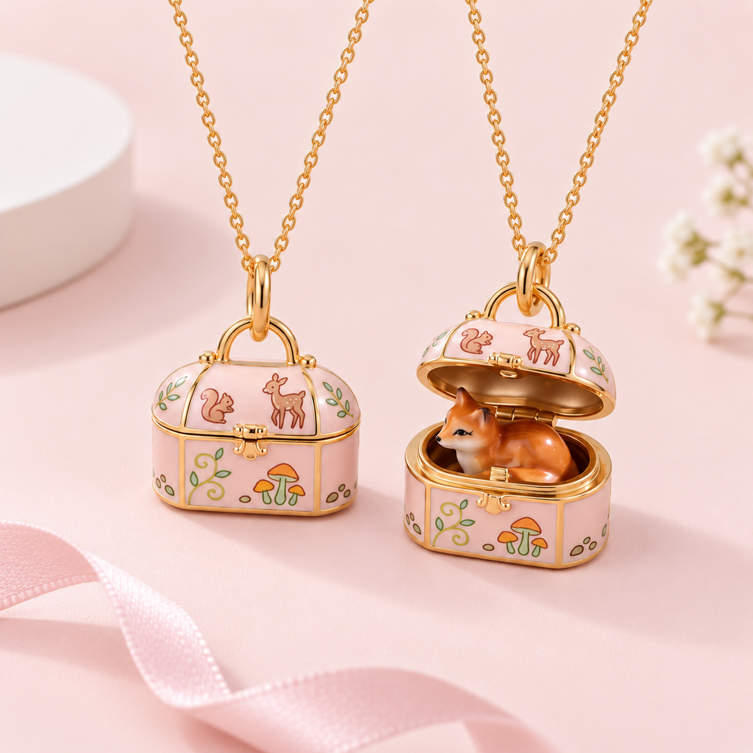 Cute Animal Enamel Treasure Box Necklace