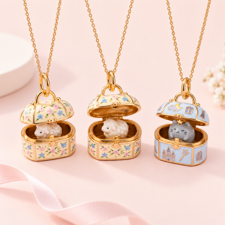 Cute Animal Enamel Treasure Box Necklace