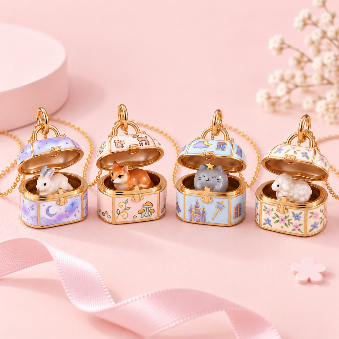 Cute Animal Enamel Treasure Box Necklace