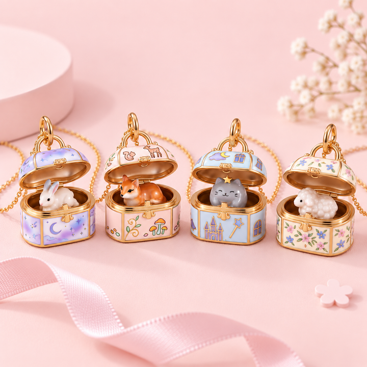 Cute Animal Enamel Treasure Box Necklace