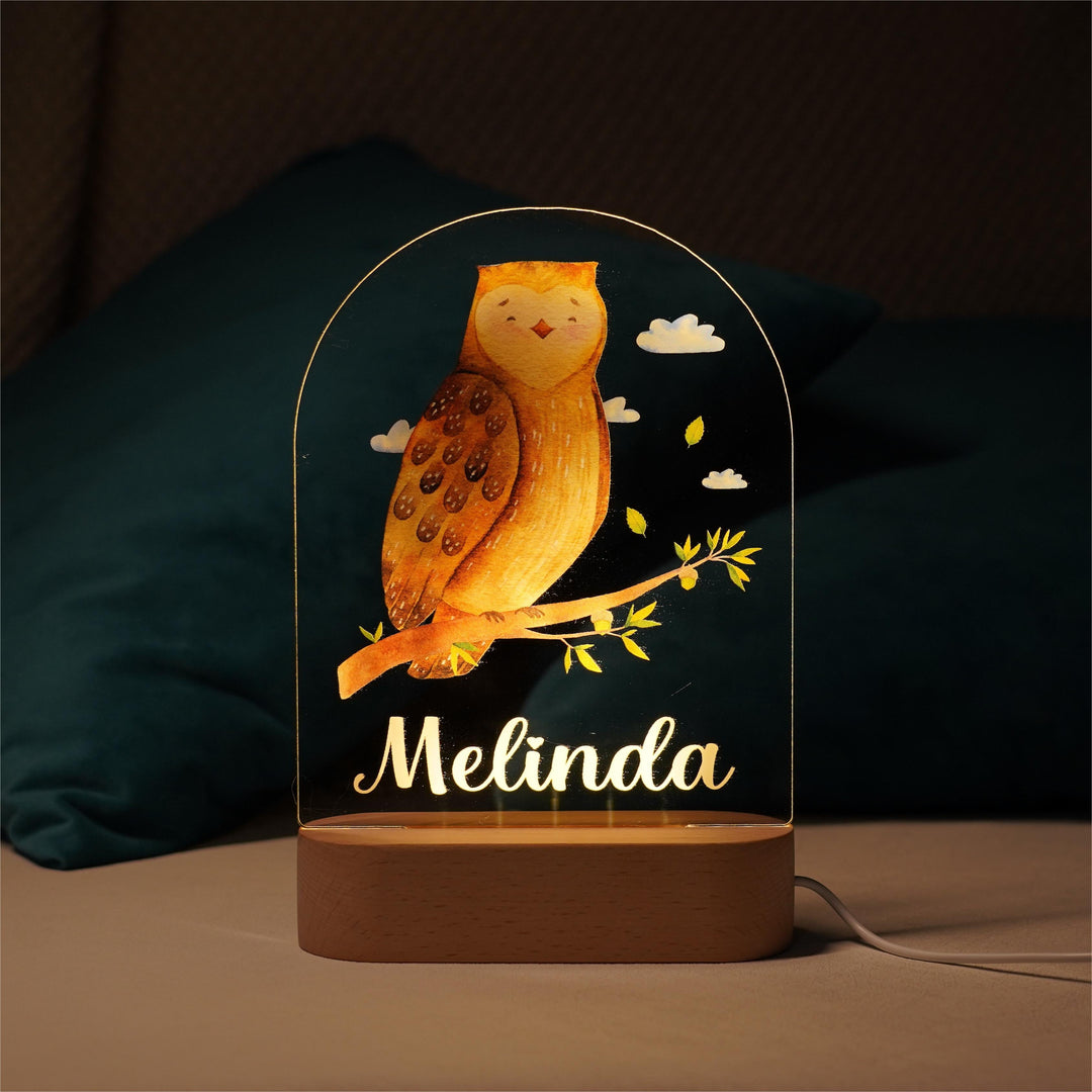Personalised Baby Name Light - Owl