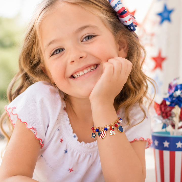 Girls 4th of July Charm Bracelet