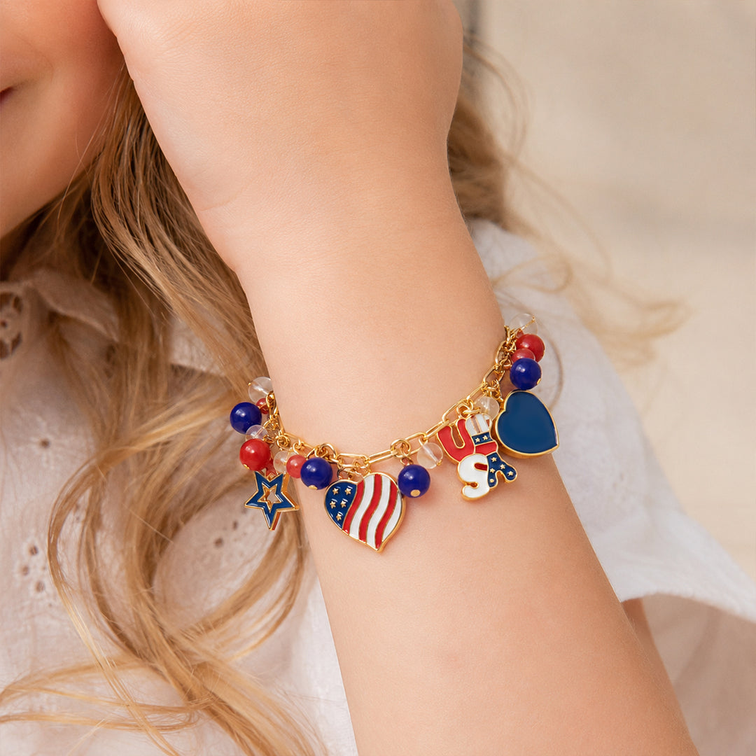Girls 4th of July Charm Bracelet