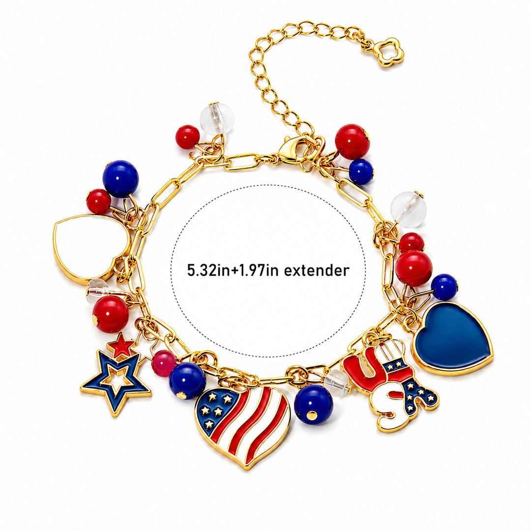 Girls 4th of July Charm Bracelet