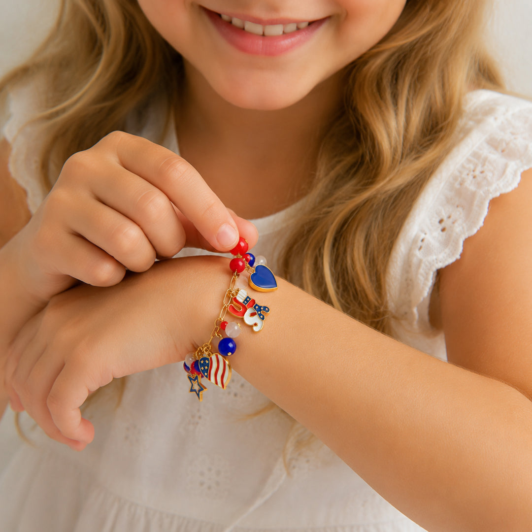 Girls 4th of July Charm Bracelet