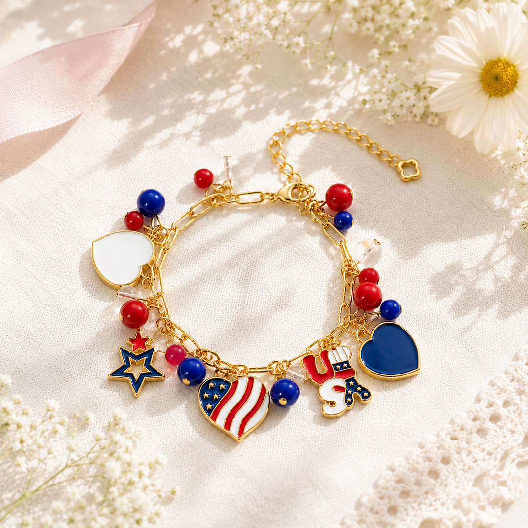 Girls 4th of July Charm Bracelet