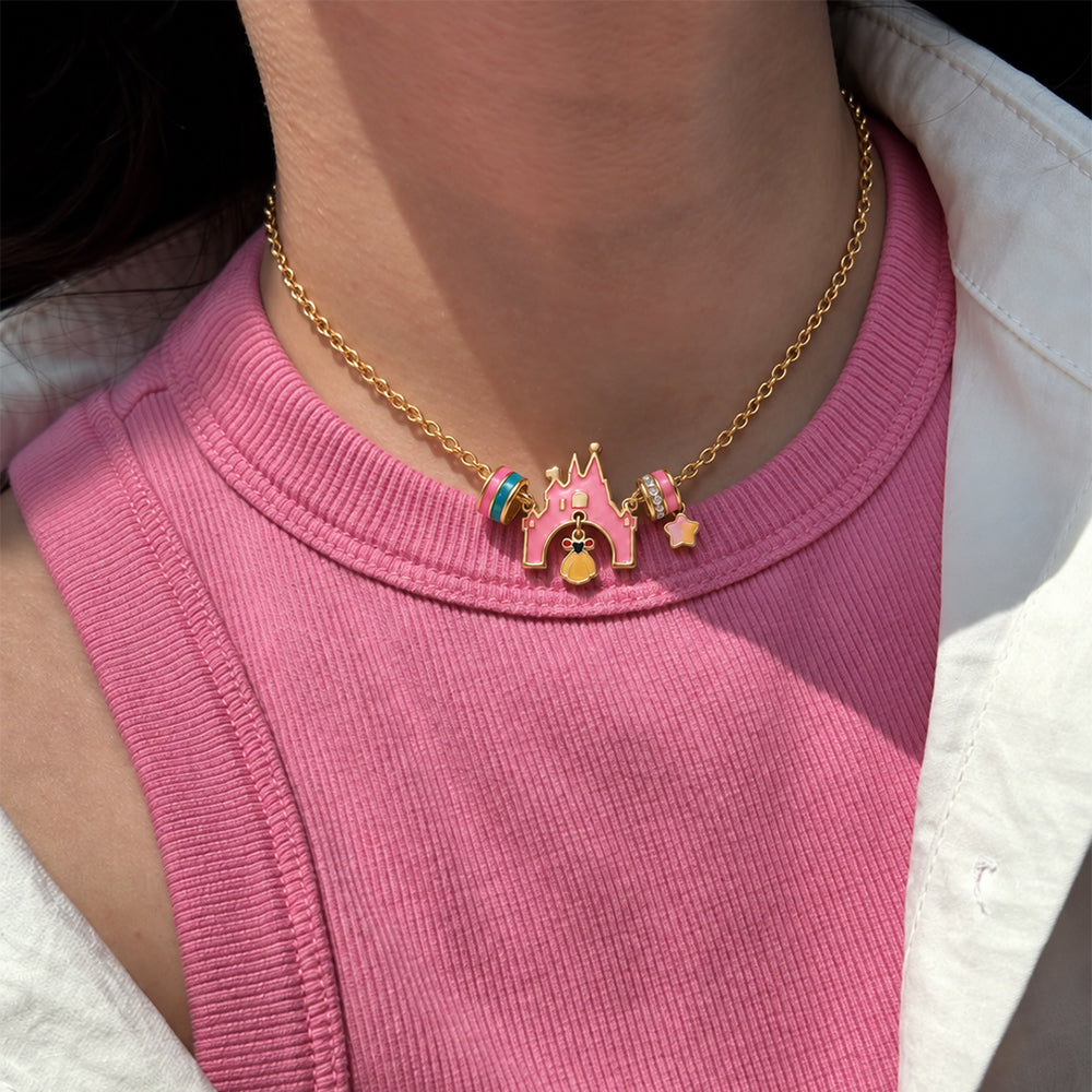 Girls Princess Castle Necklace for Kids Fairy Tale Jewelry