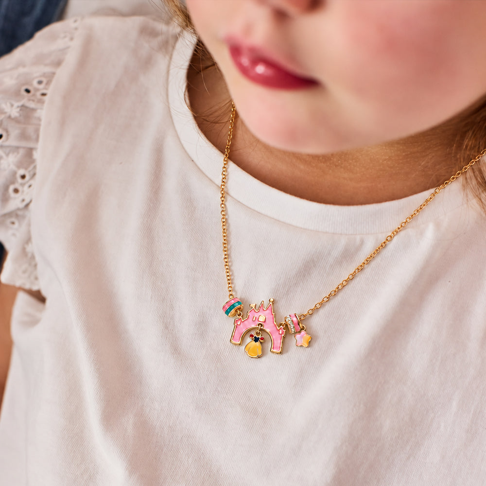 Girls Princess Castle Necklace for Kids Fairy Tale Jewelry