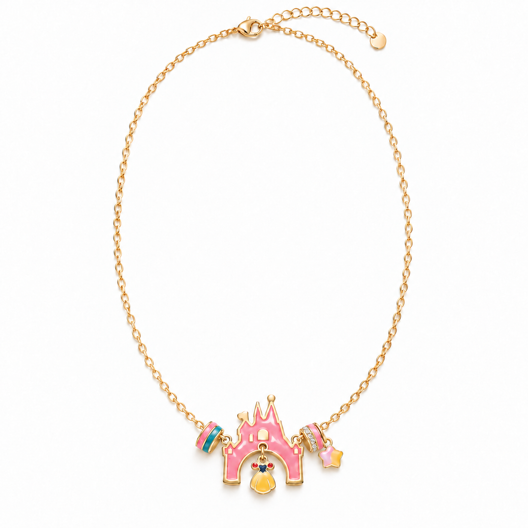 Girls Princess Castle Necklace for Kids Fairy Tale Jewelry