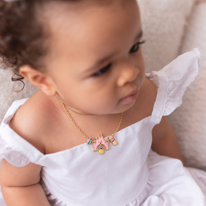 Girls Princess Castle Necklace for Kids Fairy Tale Jewelry