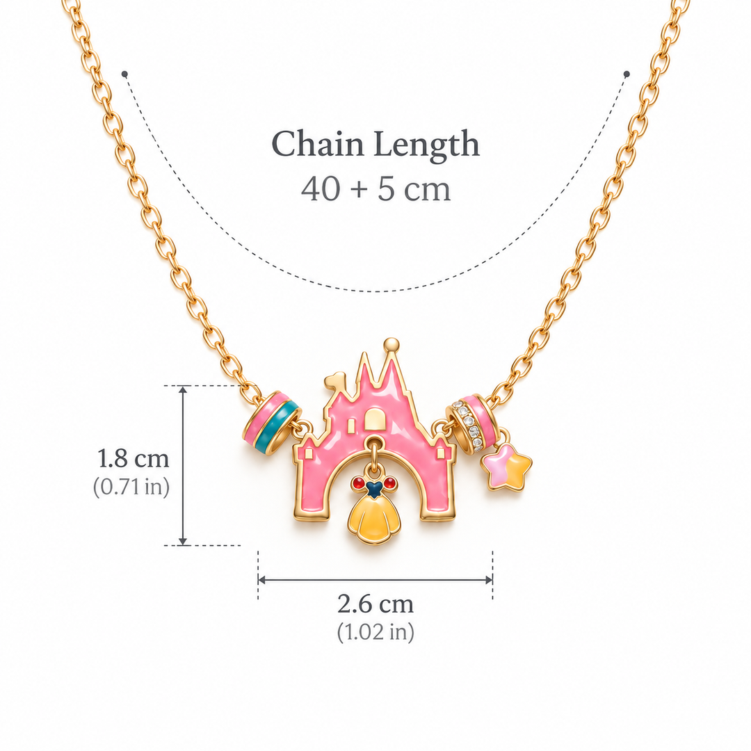 Girls Princess Castle Necklace for Kids Fairy Tale Jewelry