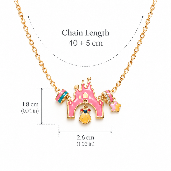 Girls Princess Castle Necklace for Kids Fairy Tale Jewelry