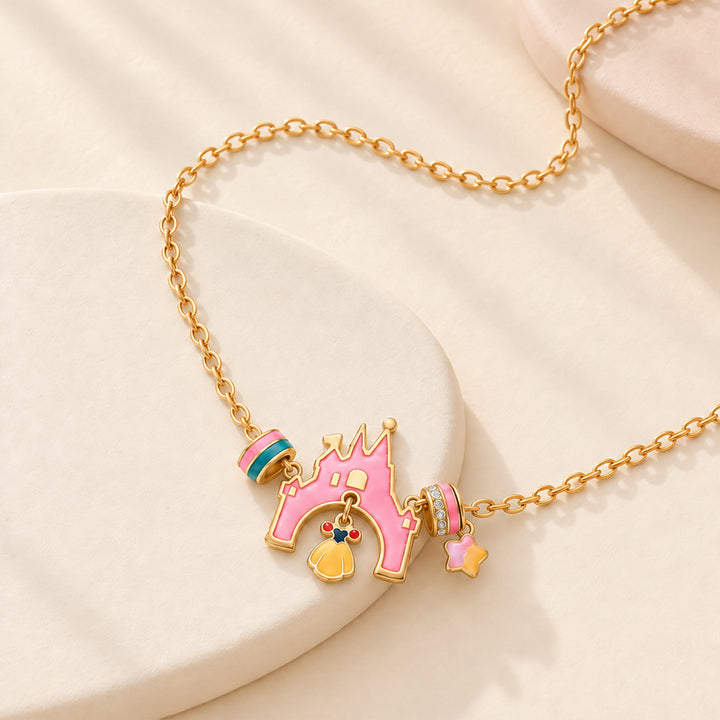 Girls Princess Castle Necklace for Kids Fairy Tale Jewelry