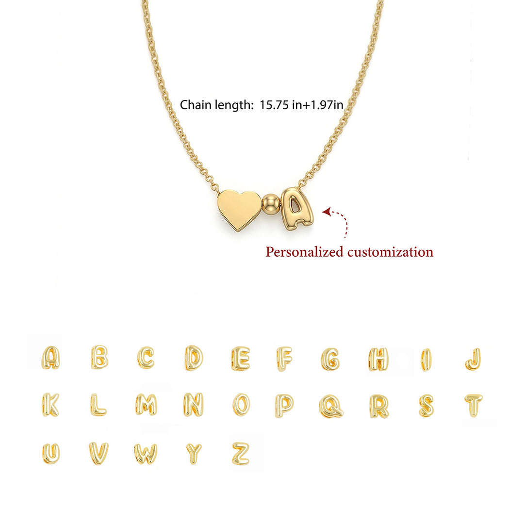 Girls’ Personalized Initial Necklace with Heart Charm