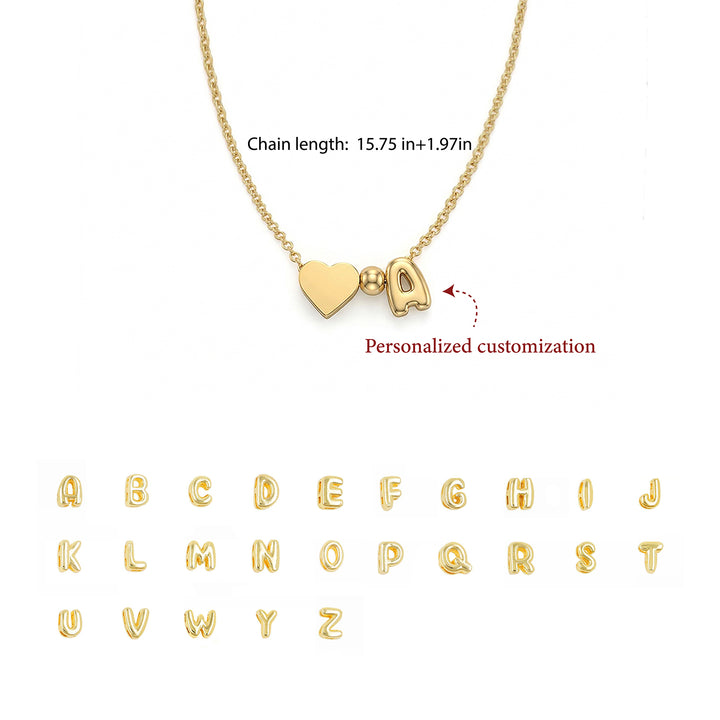Girls’ Personalized Initial Necklace with Heart Charm