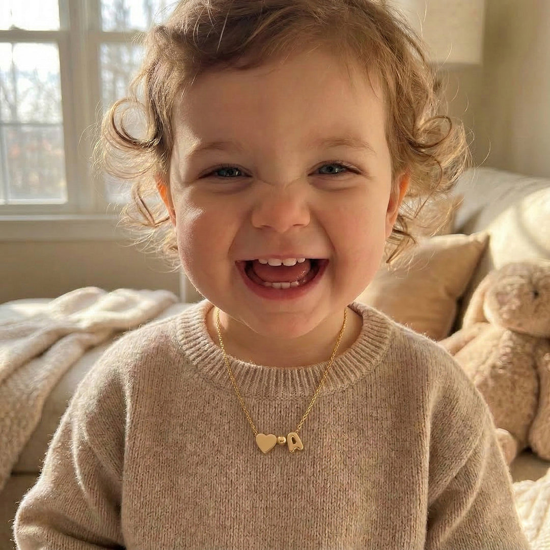 Girls’ Personalized Initial Necklace with Heart Charm