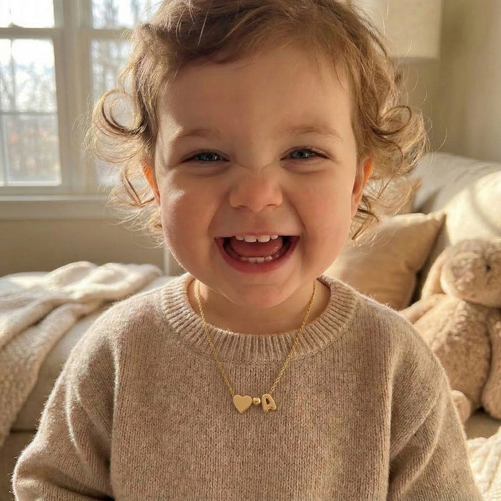 Girls’ Personalized Initial Necklace with Heart Charm
