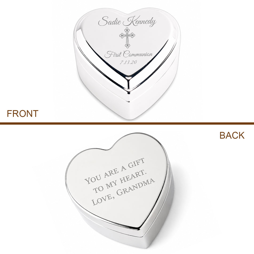 Personalized Baby Baptism or Christening Heart Jewelry Box