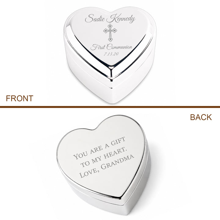 Personalized Baby Baptism or Christening Heart Jewelry Box