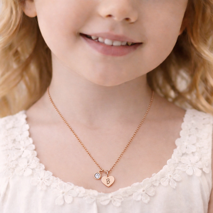Initial and Birthstone Children's Necklace