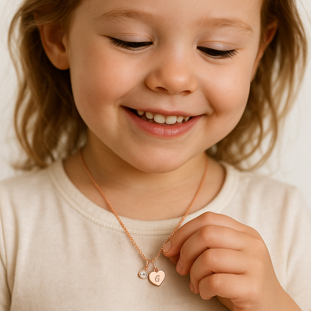 Initial and Birthstone Children's Necklace