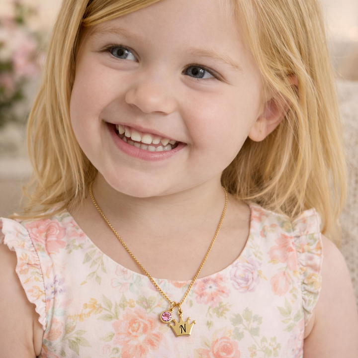 Initial and Birthstone Children's Necklace