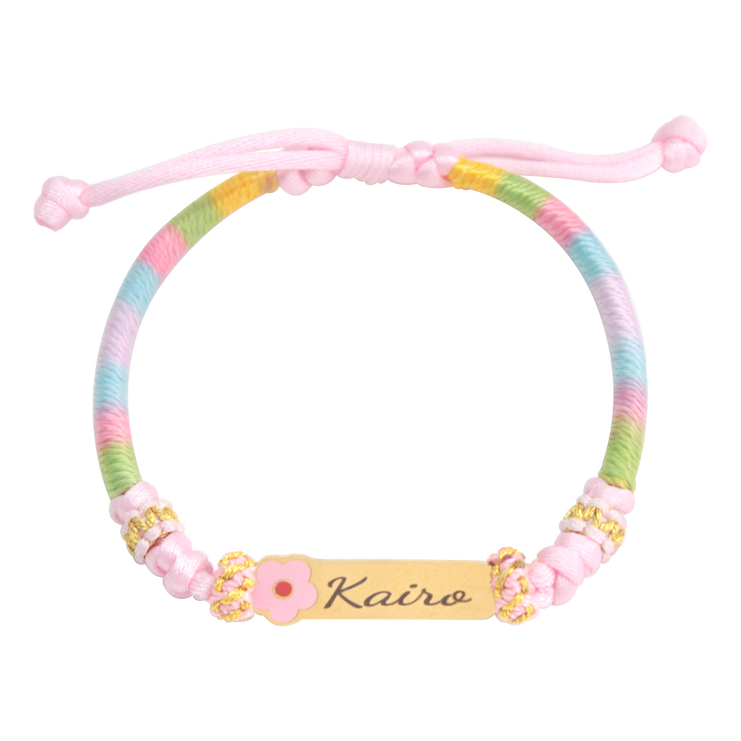 Personalized Rainbow Cord Baby Name Bracelet with Cute Icon