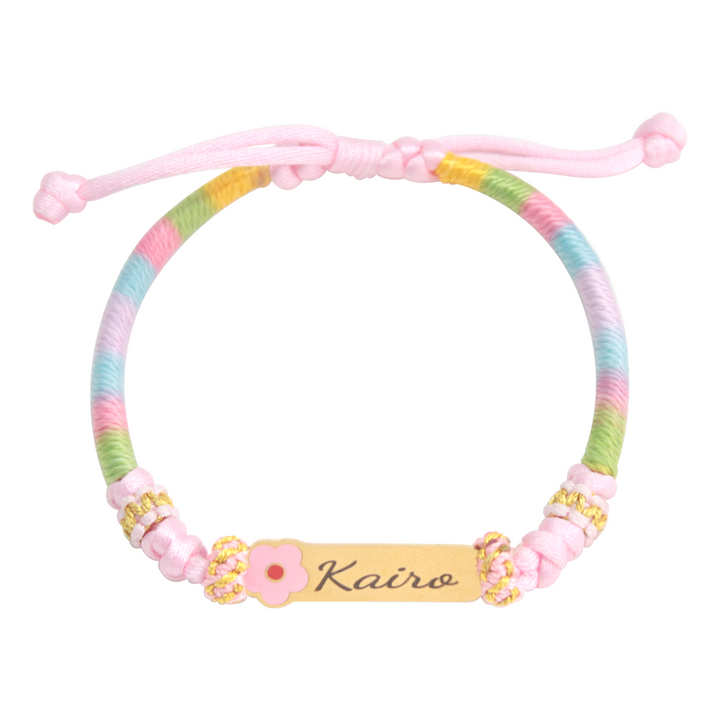 Personalized Rainbow Cord Baby Name Bracelet with Cute Icon