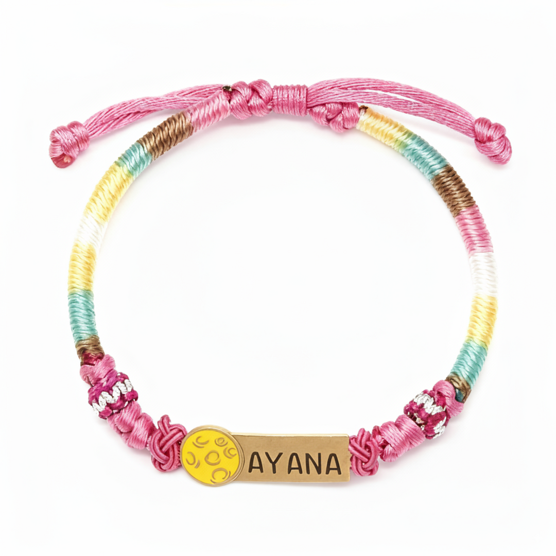 Personalized Rainbow Cord Baby Name Bracelet with Cute Icon