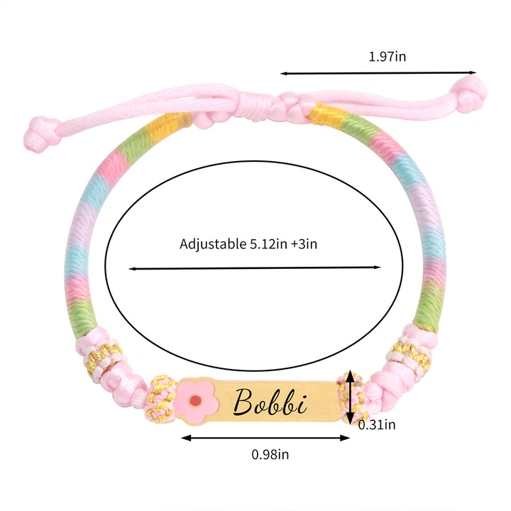Personalized Rainbow Cord Baby Name Bracelet with Cute Icon