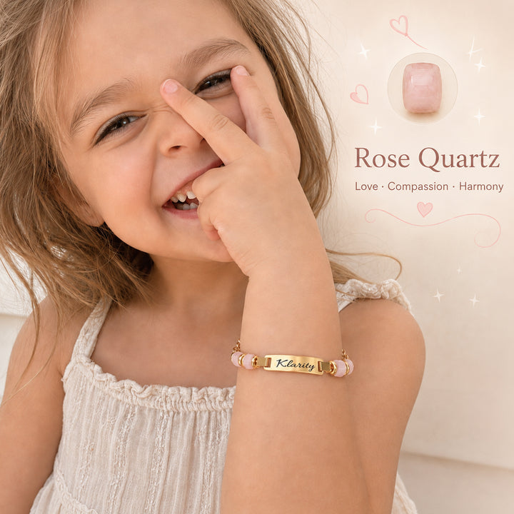 Bracelet personnalisé avec nom de bébé et pierre de naissance 
