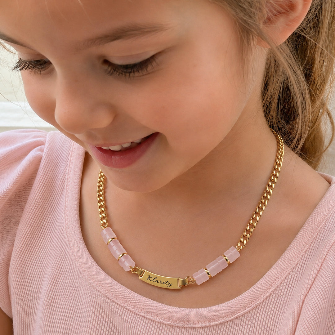 Bracelet personnalisé avec nom de bébé et pierre de naissance 