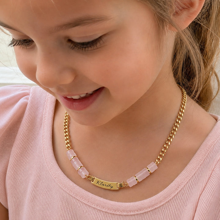 Bracelet personnalisé avec nom de bébé et pierre de naissance 