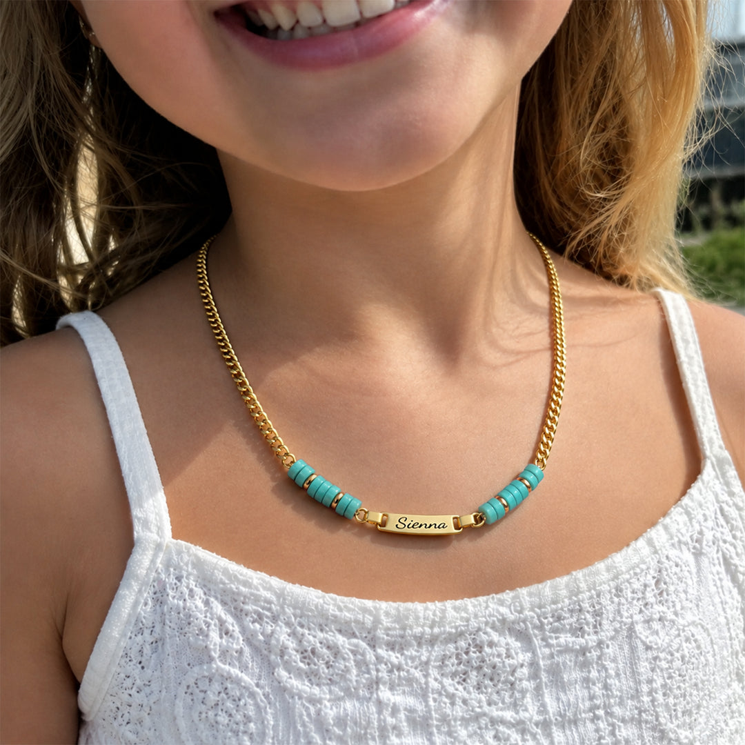 Bracelet personnalisé avec nom de bébé et pierre de naissance 