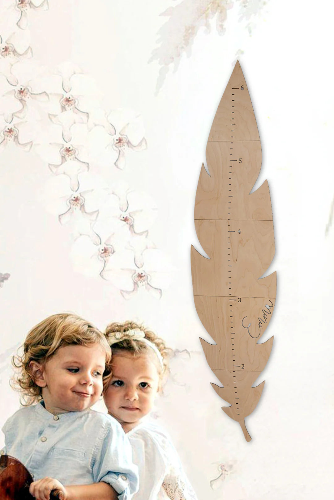 Personalized Wooden Growth Chart Ruler - Leaf