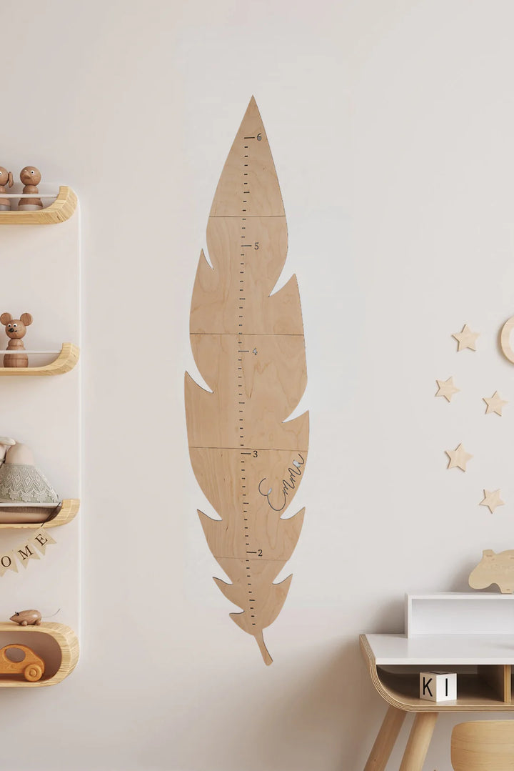 Personalized Wooden Growth Chart Ruler - Leaf