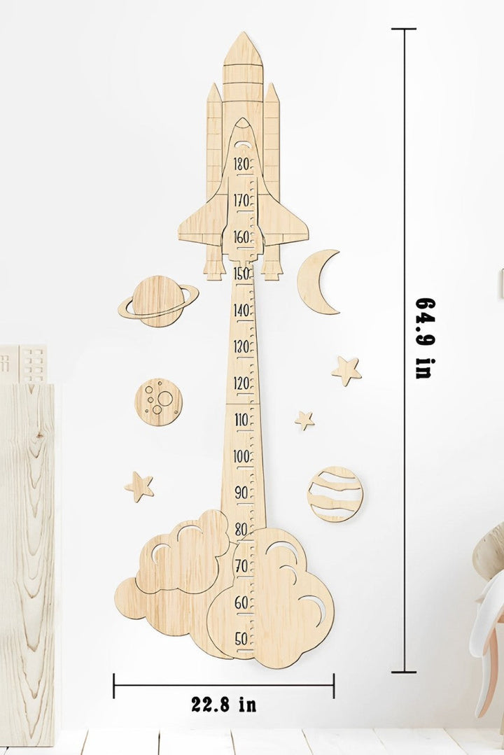 Personalized Wooden Space Rocket Growth Chart Ruler - Product Details