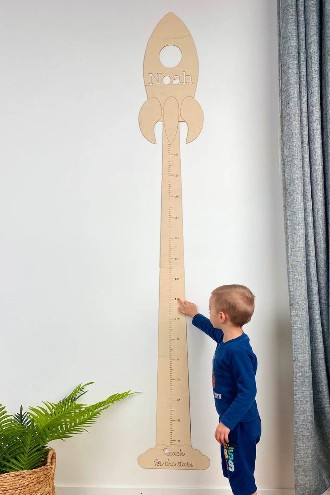 Personalized Wooden Rocket Growth Chart Height Ruler Nursery Decor ...