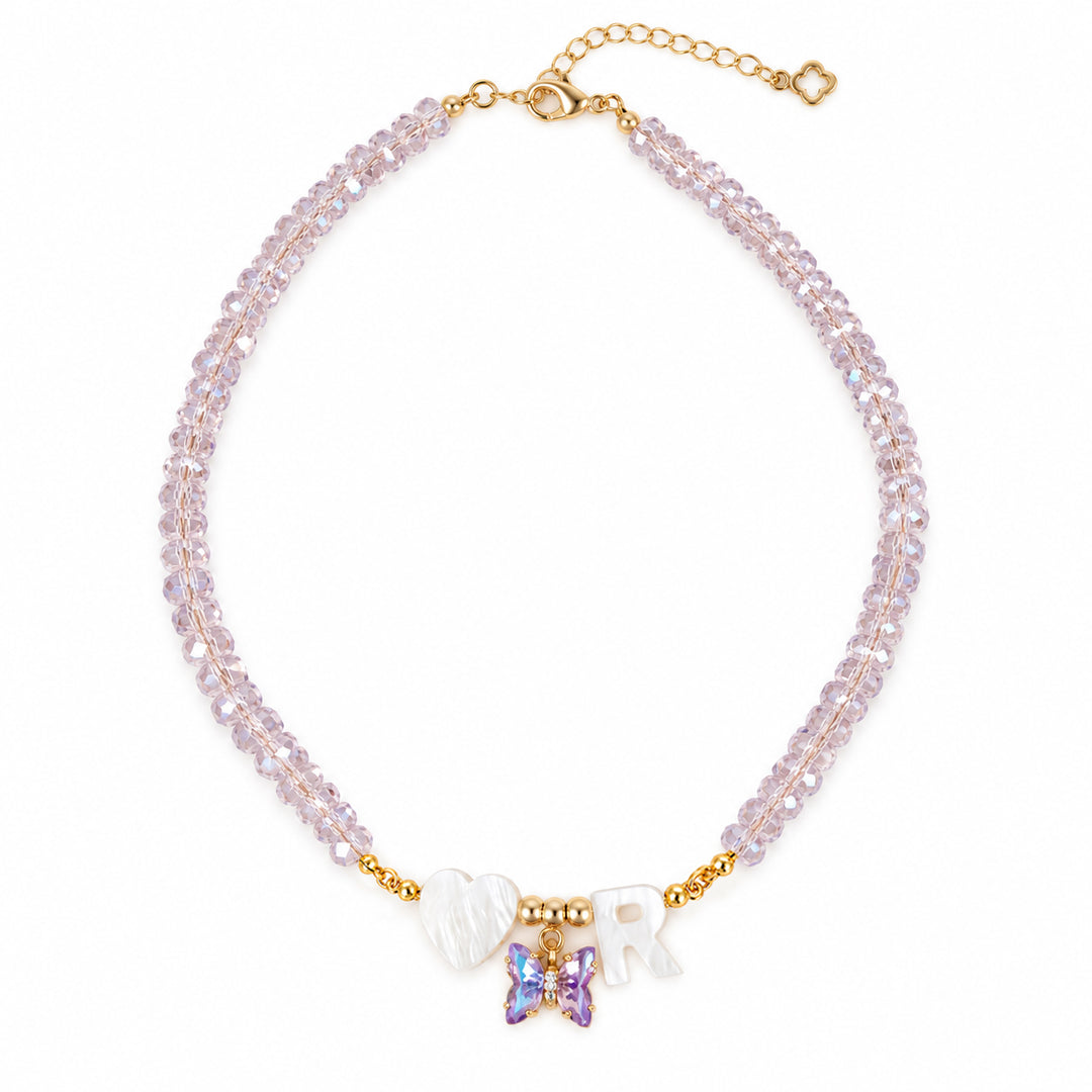 Personalized Birthstone Butterfly Initial Necklace for Girls